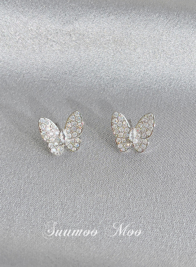 满钻轻奢少女蝴蝶项链女镶钻高闪925银项链克重3.5G