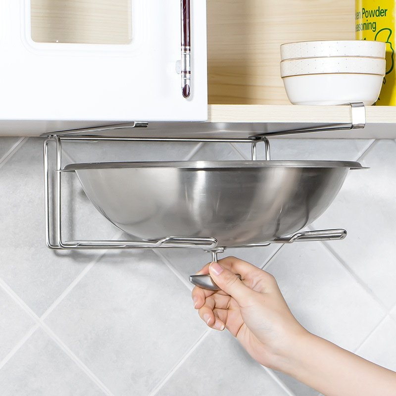 锅盖架不锈钢304免打孔免钉家用厨房橱柜下挂式放菜板砧板收纳架,淘宝优惠券,粉丝福利购,淘宝优惠卷