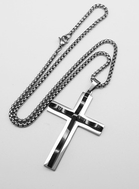 朋克十字架吊坠欧美项链钛钢男女
