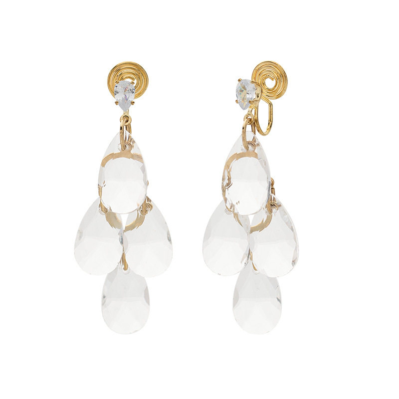 精致透明水滴流苏长款耳针轻奢日韩爆闪晚礼服配饰蚊香盘耳夹,淘宝优惠券,粉丝福利购,淘宝优惠卷