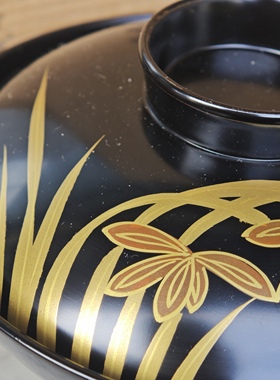 金莳绘兰花漆器盖碗吸物碗点心碗汤碗 木粉胎 茶亦居日本古美术L6