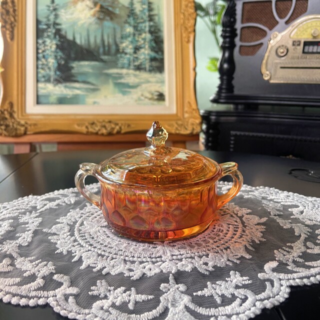 Western antiques Fenton Fenton golden amber rainbow series large collection of various utensils in stock