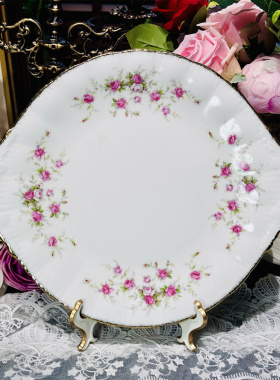 西洋古董 25.5cm shelley 各种鎏金骨瓷双耳蛋糕盘集合 现货