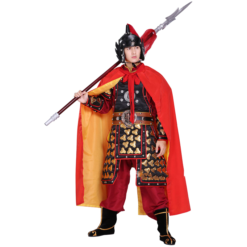 影视古装将军盔甲古代士兵铠甲武士战袍元帅服剧组群演服装演出服-图0