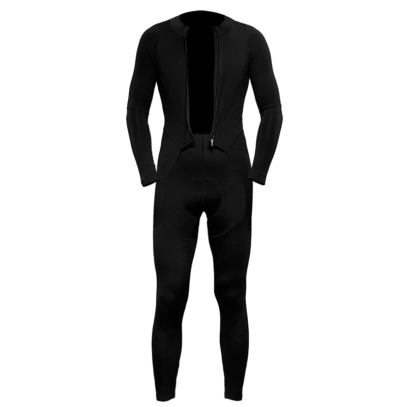 CR_AIR秋冬季公路山地自行车纯黑紧身抓绒保暖长袖长裤连体骑行服,淘宝优惠券,粉丝福利购,淘宝优惠卷