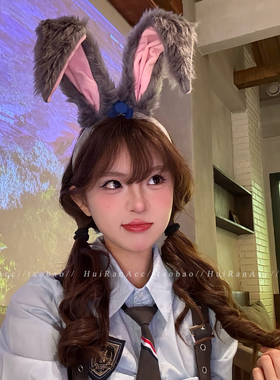 甜美卡通兔子警官朱迪毛绒发箍