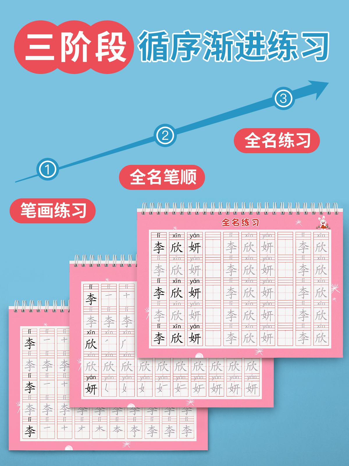 名字练字帖姓名定制描红本幼儿园定做儿童字帖贴练字小学生练自己的笔画笔顺写字练习练字本一年级练习册数字入学必备入门幼小衔接-图1