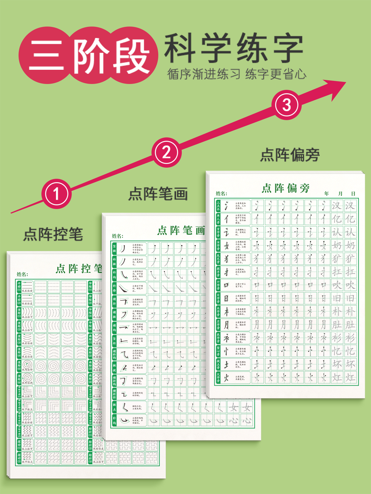 1-6年级控笔训练字帖小学生专用笔画笔顺练字帖偏旁部首练字本硬笔书法每日一练初学者入门套装点阵儿童幼儿园幼小衔接一年级练习