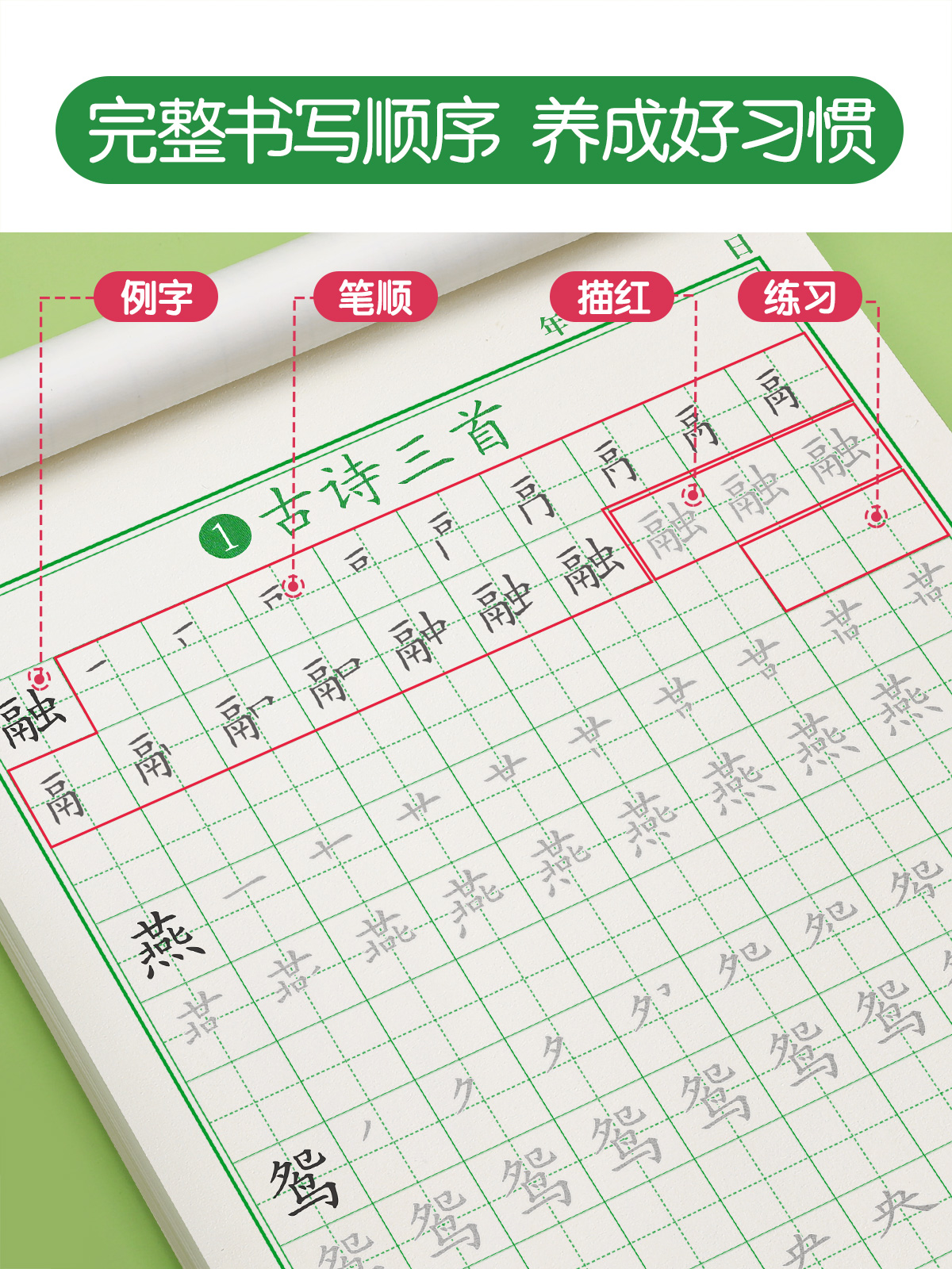 三年级上册下册字帖练字同步人教版语文小学生练字帖专用钢笔每日一练贴小学硬笔书法练字本笔画笔顺写字帖描红生字四五六练习册 - 图2