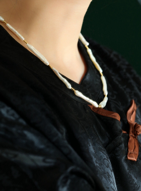 纯银天然巴洛克珍珠项链锁骨链