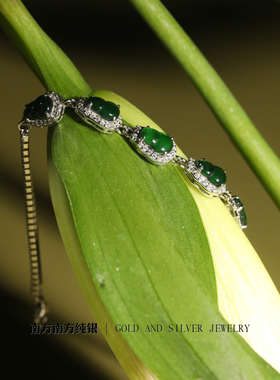 纯银天然翡翠葫芦女款时尚手链
