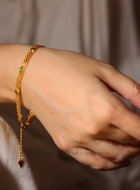 纯银翡翠轻奢意大利手工手链