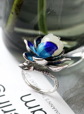 设计师古着时尚个性风玉石戒指