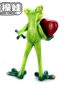 青蛙新款独特示爱礼物树脂工艺品电脑书桌家居卡通造型 恋爱摆件