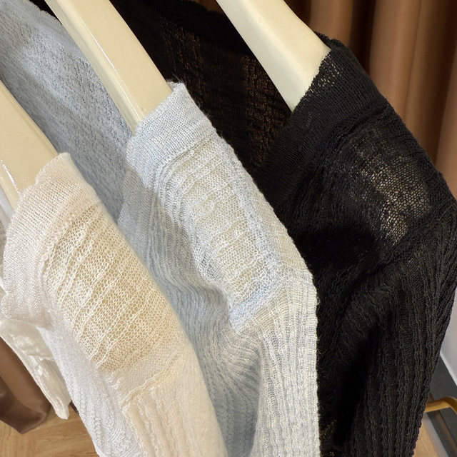 ເສື້ອຍືດແຂນຍາວ lace shawl ແມ່ຍິງບາງໆ
