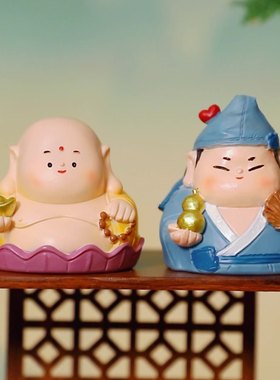 福气小神仙摆件创意钟馗妈祖办公桌面情绪解压防小人Q版国潮手办