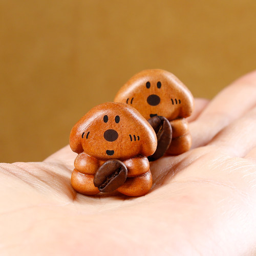 老桃木小狗咖啡豆diy挂件创意钥匙扣包包挂饰可爱手工饰品配件 - 图2