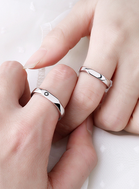 小众设计情侣戒指纯银日系轻奢