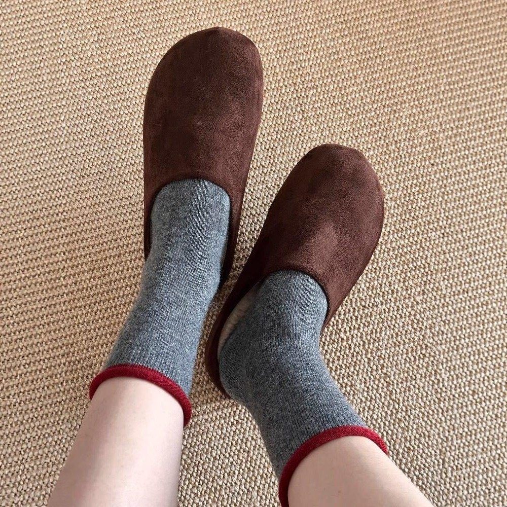 秋冬复古卷边羊毛款~红灰撞色太美了！高级松驰感袜子女巨百搭！,淘宝优惠券,粉丝福利购,淘宝优惠卷