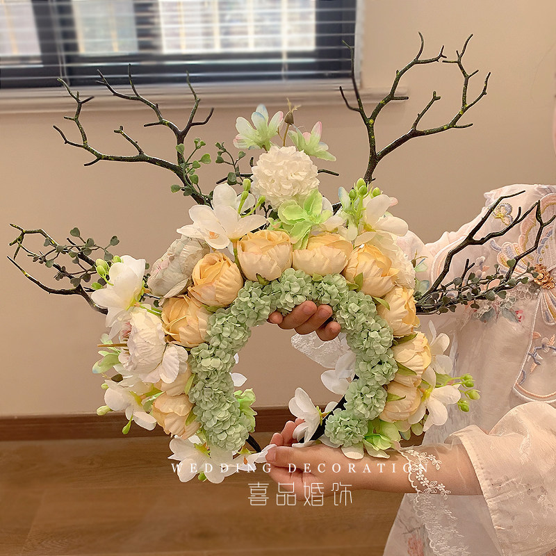 喜品新品泉州簪花发箍头饰赵丽颖同款民族风发饰汉服仿真花头饰品,淘宝优惠券,粉丝福利购,淘宝优惠卷