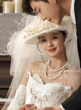 结婚外景样片拍照演出造型帽子