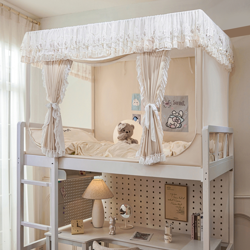 强遮光大学生宿舍专用床帘上铺下铺寝室2025新款蚊帐一体式免安装 - 图0