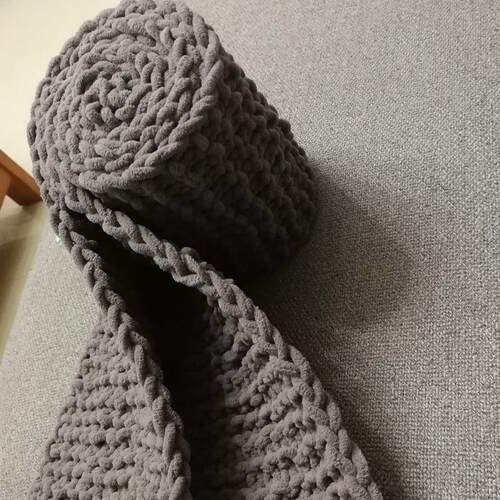 手织围巾成品diy 纯手工秋冬情侣围脖厚生日送男女友礼物平针字母 - 图1