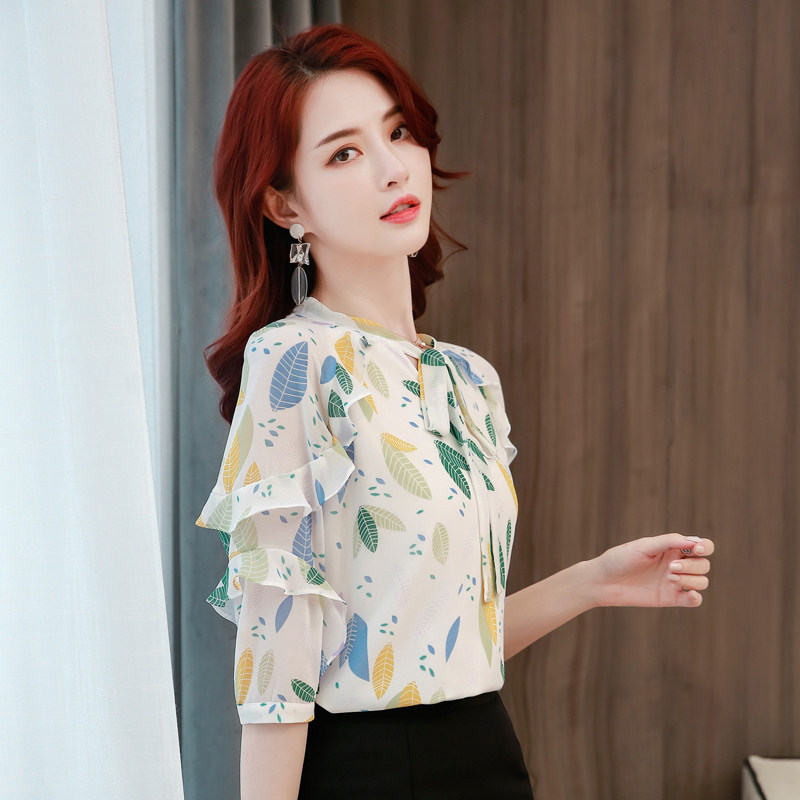 碎花雪纺2020春夏新款很仙的衬衫 范姆度蕾丝衫/雪纺衫