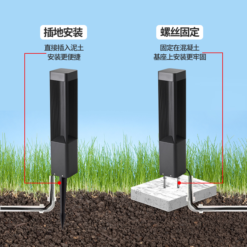 草坪灯户外防水花园别墅接电草地灯地插庭院灯小区led景观灯 - 图2