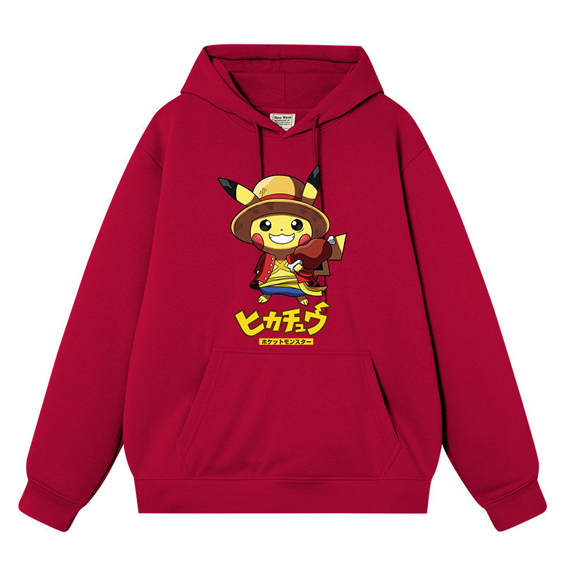 豆小萌恶搞皮卡丘联名七龙珠孙悟空海贼路飞卫衣男女连帽外衣服加,淘宝优惠券,粉丝福利购,淘宝优惠卷