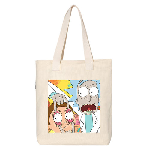 瑞克和莫蒂学生帆布包布单肩包手提包袋斜挎包手拎手拎购物袋 - 图0