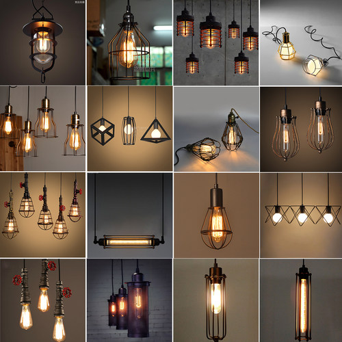 创意爱迪生吊灯仿古餐厅酒吧吧台咖啡馆复古工业风铁艺小铁笼吊灯 - 图0