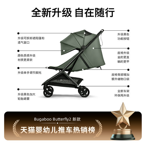 【新品】Bugaboo Butterfly2博格步小蝴蝶2婴儿推车可平躺可登机 - 图0
