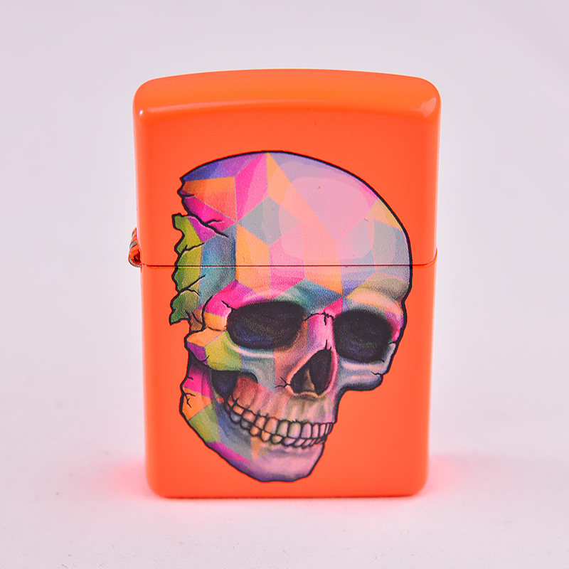 zippo芝宝打火机原装全新正品zippo骷髅头28660哑漆射印醒目头骨