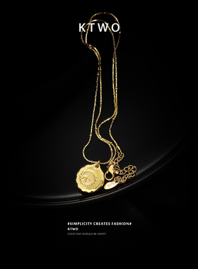 欧美时尚复古圆牌吊坠项链女