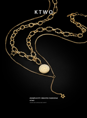 复古吊坠项链女双层流苏锁骨颈链