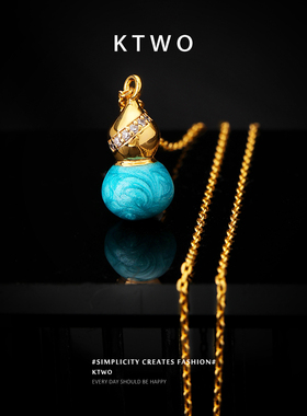 2025新款珐琅彩绘蓝色滴釉葫芦项链女轻奢镶钻撞色吊坠锁骨链配饰