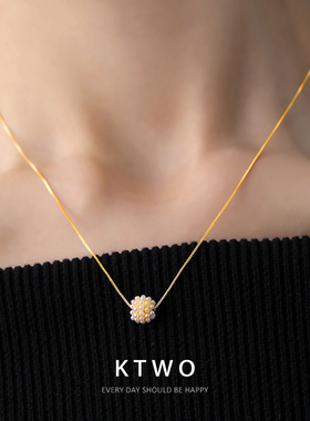 迷你珍珠吊坠女小众轻奢k金色设计时尚秋冬毛衫锁骨链新款配饰品