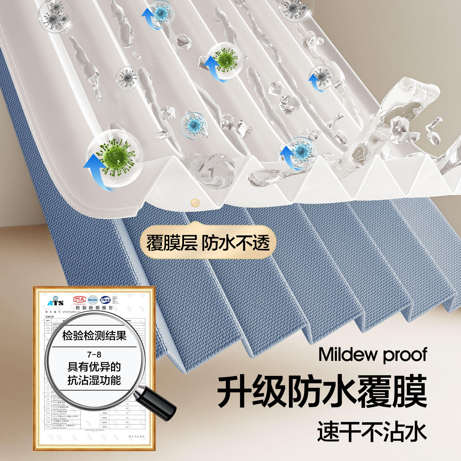 浴室折叠磁吸防霉浴帘卫生间防水隔断帘高档防水布套装免打孔挂帘,淘宝优惠券,粉丝福利购,淘宝优惠卷