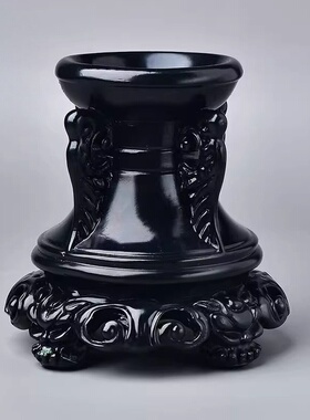 高脚蛋雕高档水晶球底座木质树脂工艺品文玩芦雕花底座托装饰加拍