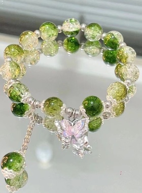 超仙蝴蝶碎珠手链女小众设计ins森系仙女甜美彩色珠手串送闺蜜