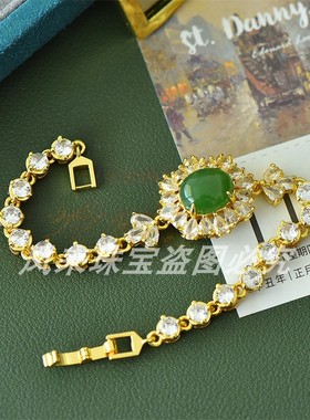 新疆天然和田玉碧玉手链手环