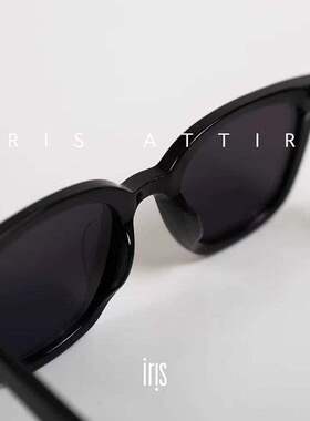 黑色板材方形太阳镜中等框女