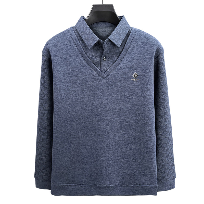 罗蒙含绵羊毛含桑蚕丝男士2025年冬季新款加绒假两件针织衫毛衣,淘宝优惠券,粉丝福利购,淘宝优惠卷