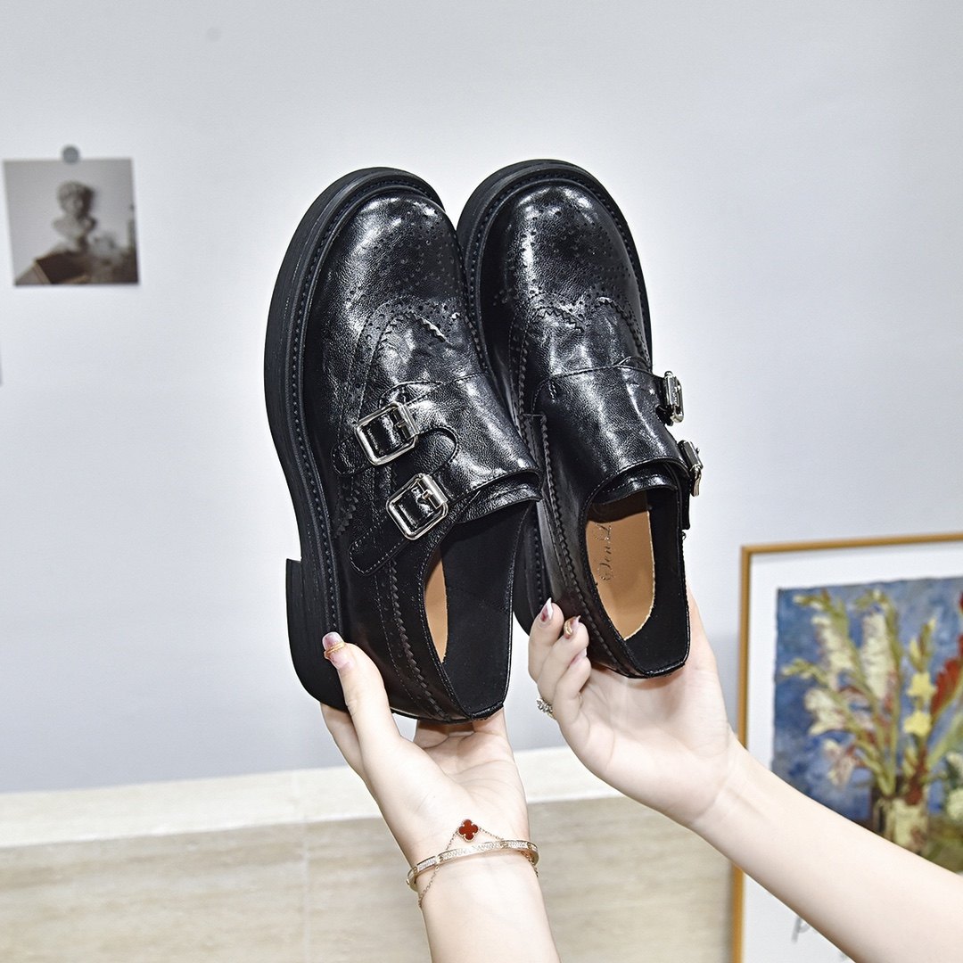 羊皮布洛克乐福鞋女2025新款复古真皮英伦学院风厚底百搭懒人单鞋,淘宝优惠券,粉丝福利购,淘宝优惠卷