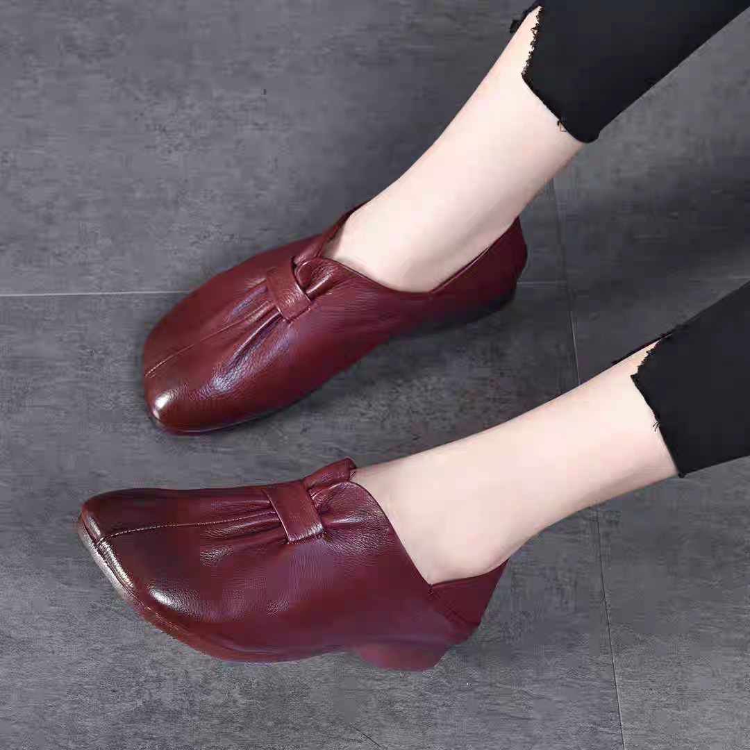 春季文艺复古风真皮女单鞋中老年妈妈鞋软底皮鞋舒适防滑平底女鞋,淘宝优惠券,粉丝福利购,淘宝优惠卷