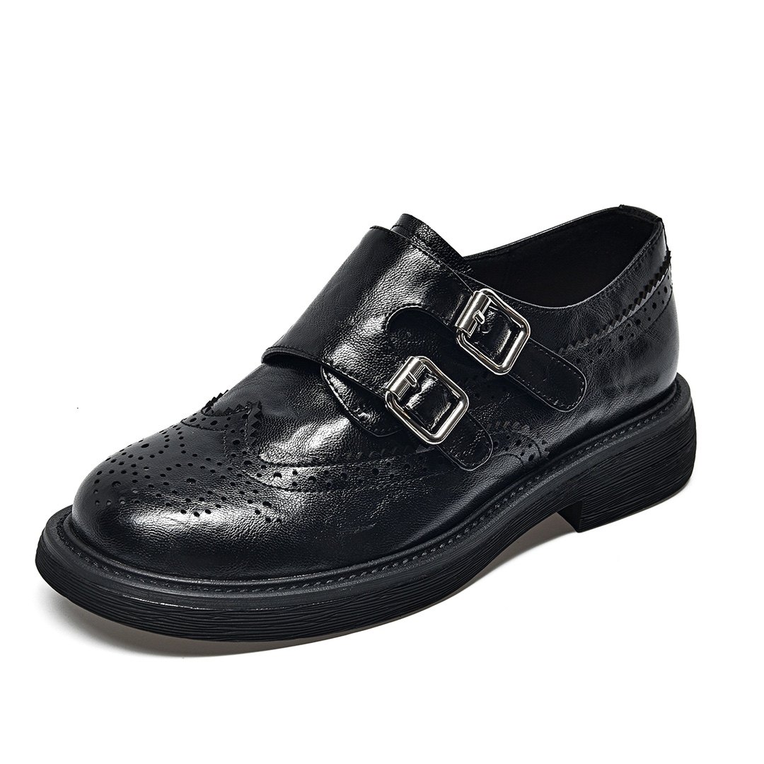 羊皮布洛克乐福鞋女2025新款复古真皮英伦学院风厚底百搭懒人单鞋,淘宝优惠券,粉丝福利购,淘宝优惠卷