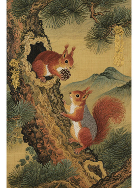 钻石画diy两只松鼠数字拼图粘贴点钻画手工家居装饰画