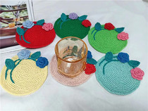 Finished Spot Solid Flowers Solid Flowers Handwoven Cup Cushion Home Cutlery Heat Insulation Mat Retro Shooting Props Multipurpose Cushion