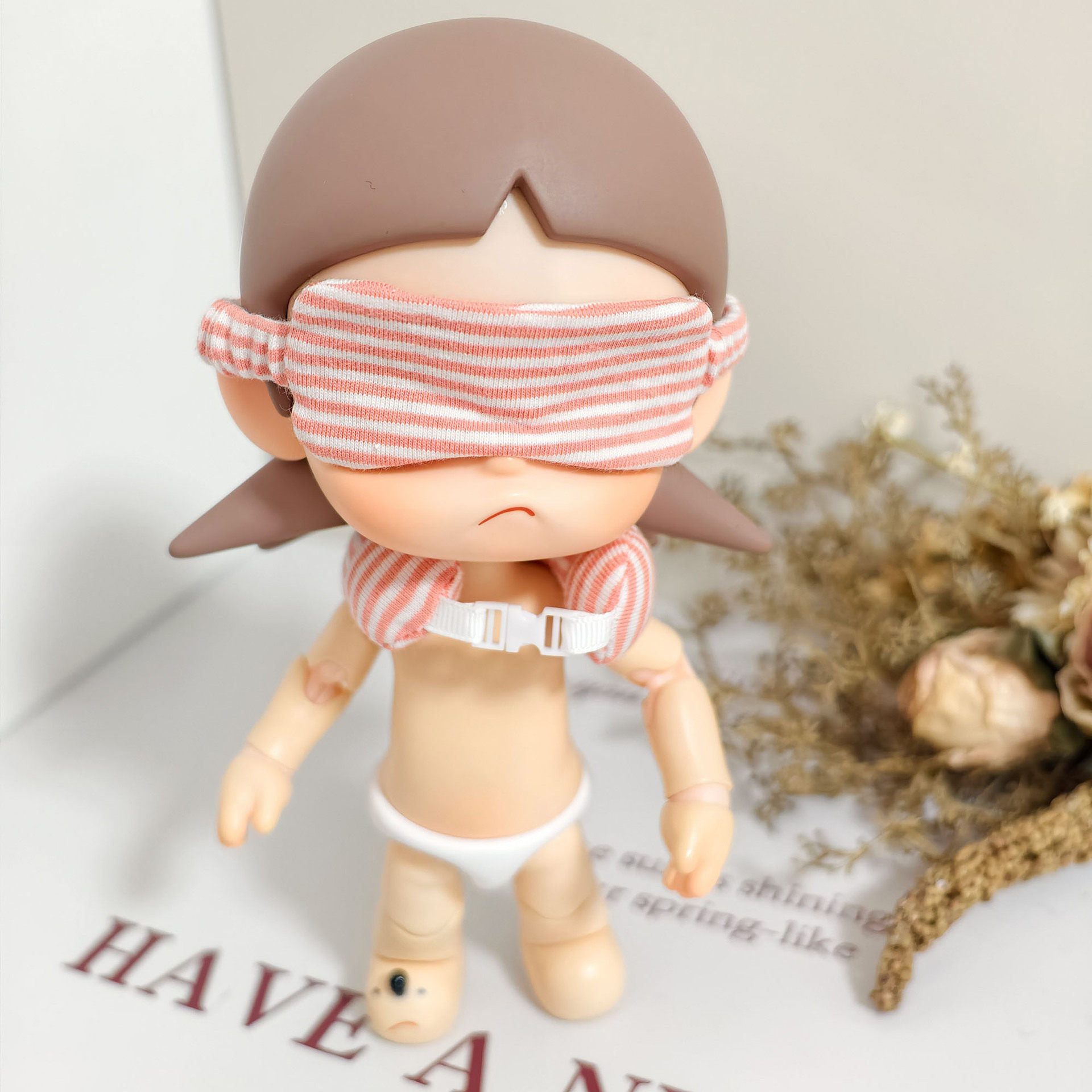Zsiga向往之处BJD娃衣条纹颈枕眼罩套装关节娃娃嘎子姐衣服帽子新,淘宝优惠券,粉丝福利购,淘宝优惠卷